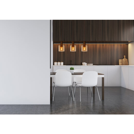 Doreo große Hängelampe Durchmesser 20 cm 3xE27 Bernstein