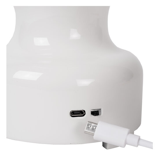 Jonas Lámpara de mesa recargable blanca pila/batería LED regulable 1x2W 3000K 3 StepDim