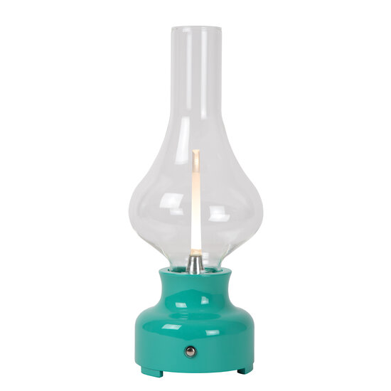 Jonas mooie oplaadbare tafellamp accu/batterij LED dimbaar 1x2W 3000K 3 StepDim turkoois