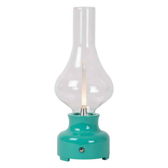 Jonas mooie oplaadbare tafellamp accu/batterij LED dimbaar 1x2W 3000K 3 StepDim turkoois
