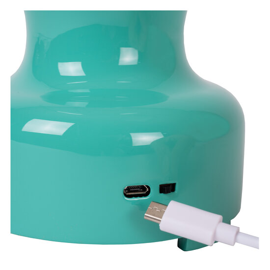 Jonas mooie oplaadbare tafellamp accu/batterij LED dimbaar 1x2W 3000K 3 StepDim turkoois