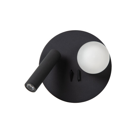 Lámpara de noche Bollo LED 1x3,7W 3000K con punto de carga USB negro