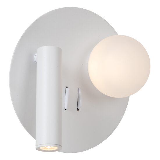 Bollo witte bedlamp LED 1x3,7W 3000K met USB oplaadpunt