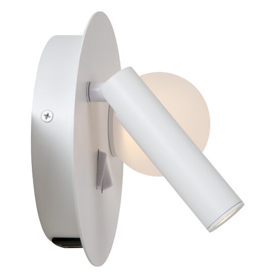 Bollo witte bedlamp LED 1x3,7W 3000K met USB oplaadpunt