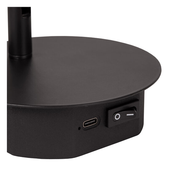 Bareto lampe de chevet rechargeable noire pile/batterie diamètre 10,2 cm LED 1x2W 3000K avec système de fixation magnétique