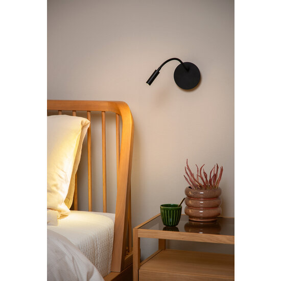 Bareto schwarze faltbare wiederaufladbare Nachttischlampe, Batteriedurchmesser 11 cm, LED 1x2W 3000K mit magnetischem Befestigungssystem
