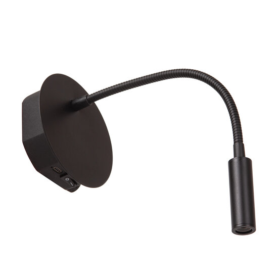 Bareto schwarze faltbare wiederaufladbare Nachttischlampe, Batteriedurchmesser 11 cm, LED 1x2W 3000K mit magnetischem Befestigungssystem