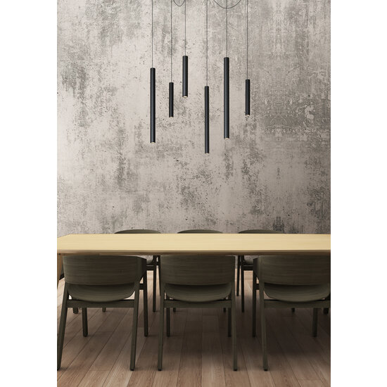 Zelda grote zwarte hanglamp diameter 120 cm LED dimbaar 6x4W 3000K