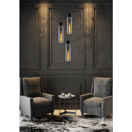 Lanzo mooie hanglamp diameter 32 cm 3xE27 gerookt