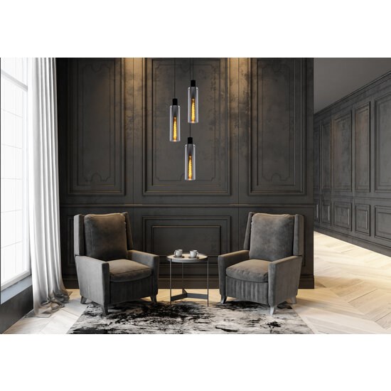 Lanzo mooie hanglamp diameter 32 cm 3xE27 gerookt