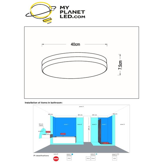 Steve Plafón gigante blanco baño diámetro 40 cm LED 1x36W 2700K IP44