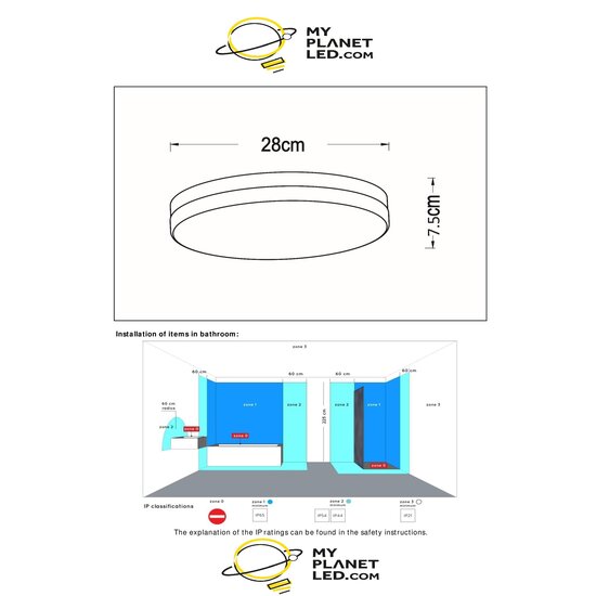 Plafonnier moyen Steve salle de bain diamètre 28 cm LED 1x18W 2700K IP44 noir