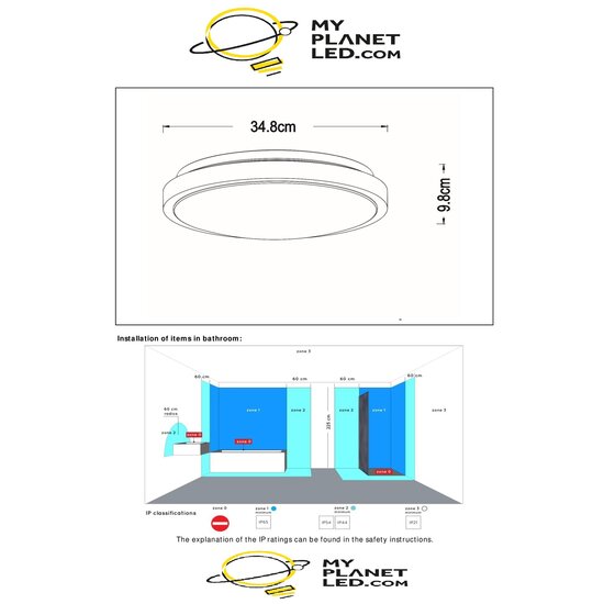 Moovea 348mm Plafón baño LED 1x18W 2700K IP44 blanco