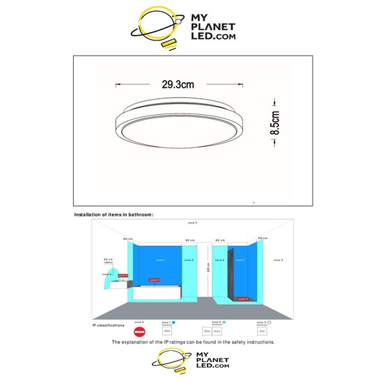 Moovea 293mm Plafón baño LED 1x12W 2700K IP44 negro