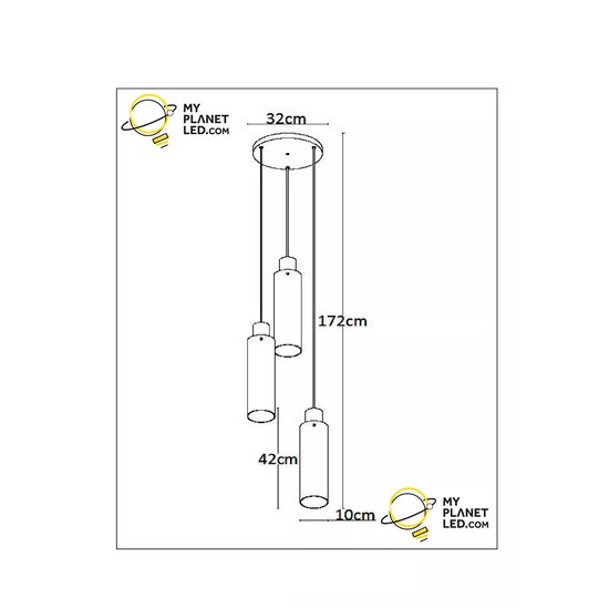 Lanzo belle suspension diamètre 32 cm 3xE27 fumée
