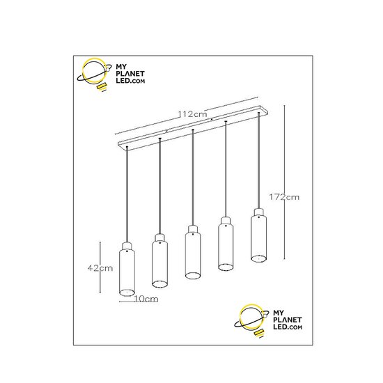 Lanzo gerookte hanglamp 5xE27 gerookt