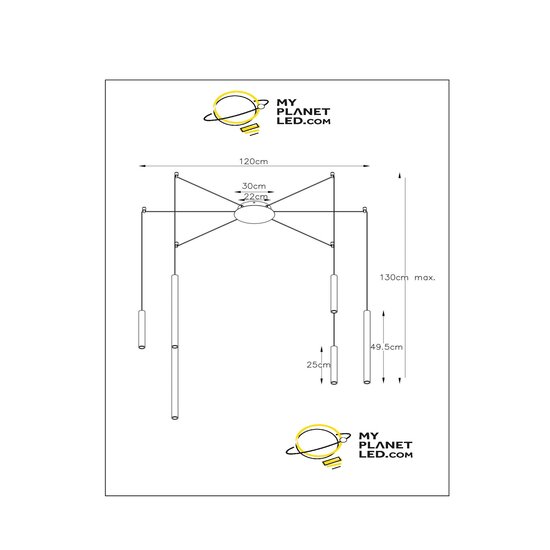 Zelda grote zwarte hanglamp diameter 120 cm LED dimbaar 6x4W 3000K