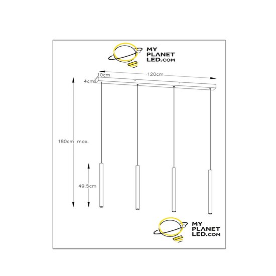 Zelda zwarte hanglamp LED dimbaar 4x4W 3000K