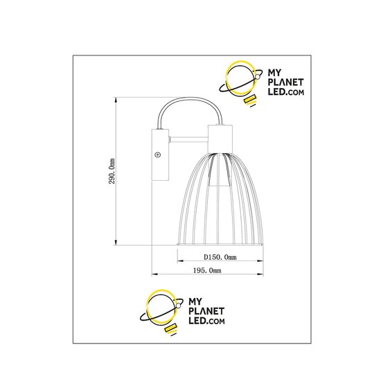 Marconi wandlamp 1xE27 zwart