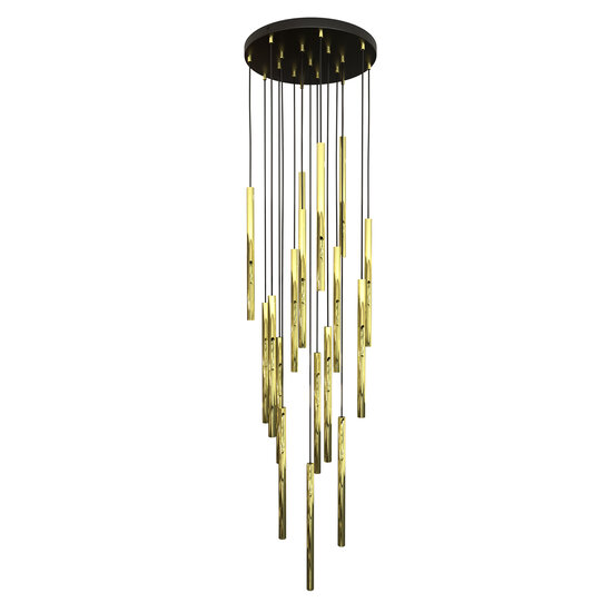 Lampe à suspension cylindrique dorée Veneto 17 tubes pour LED G9