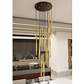 Lampe à suspension cylindrique dorée Veneto 17 tubes pour LED G9