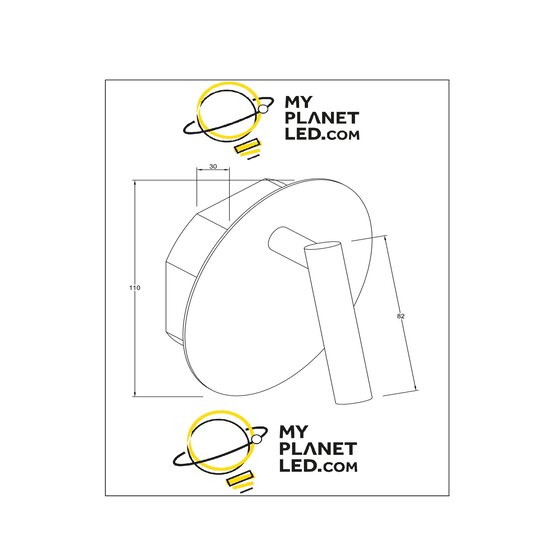Bareto lámpara de noche recargable negra batería/batería diámetro 10,2 cm LED 1x2W 3000K con sistema de montaje magnético