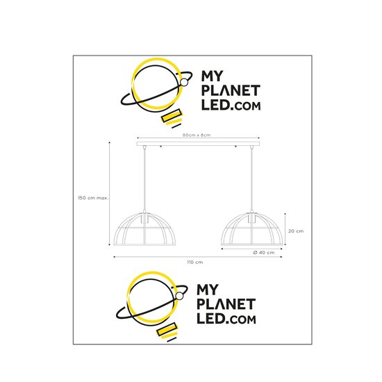Kidra Doppel-Hängelampe 2xE27 schwarz