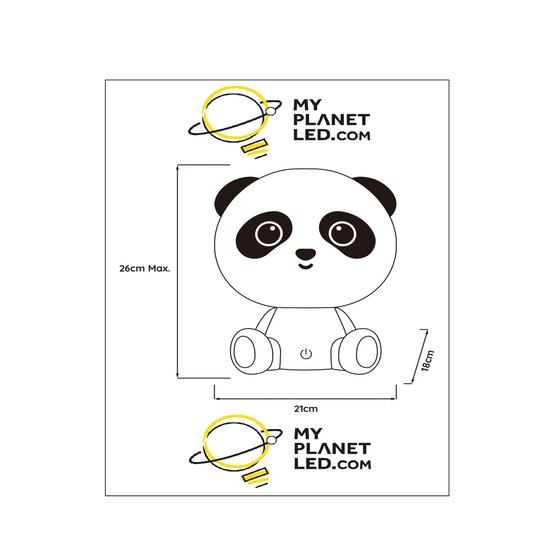 Panda Lámpara de mesa habitación infantil LED regulable 1x3W 3 StepDim negro