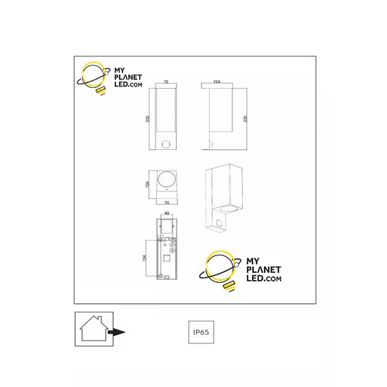 Foco de pared IR rectangular Zorro iluminación exterior 2xGU10 IP65 negro