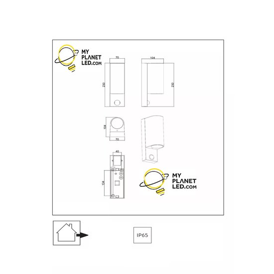 Foco de pared IR semicircular Zorro iluminación exterior 2xGU10 IP65 negro