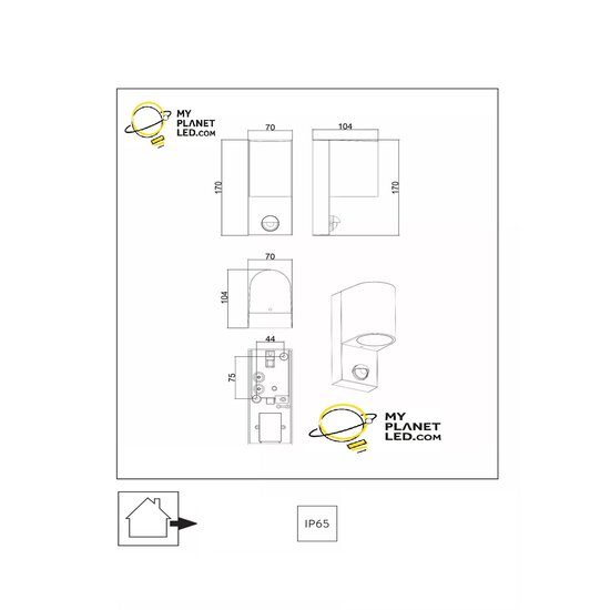 Foco de pared IR redondo Zorro iluminación exterior 1xGU10 IP65 negro
