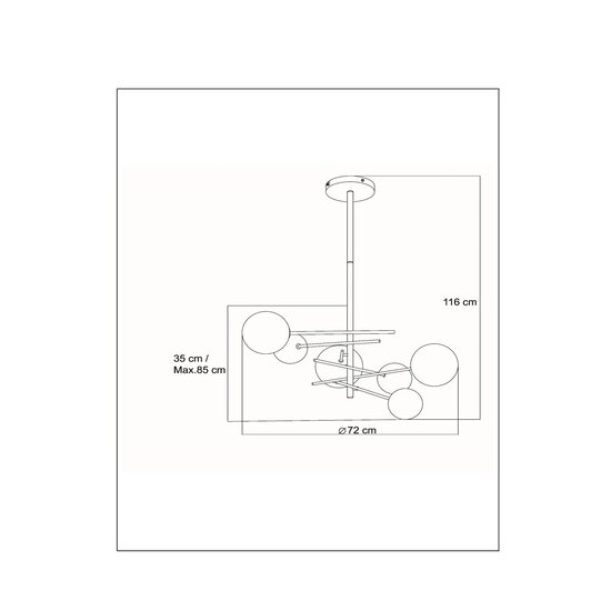 Tadej zwarte hanglamp diameter 72 cm LED G4 6x1,5W 2700K