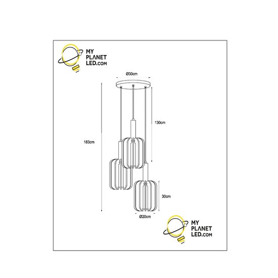 Raphael grande suspension diamètre 50 cm 3xE27 gris