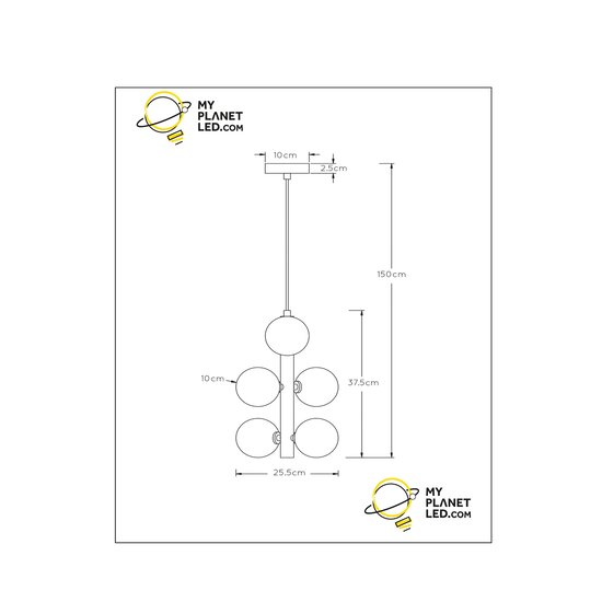 Lampe à suspension Poggio noire diamètre 25,5 cm 6xG9