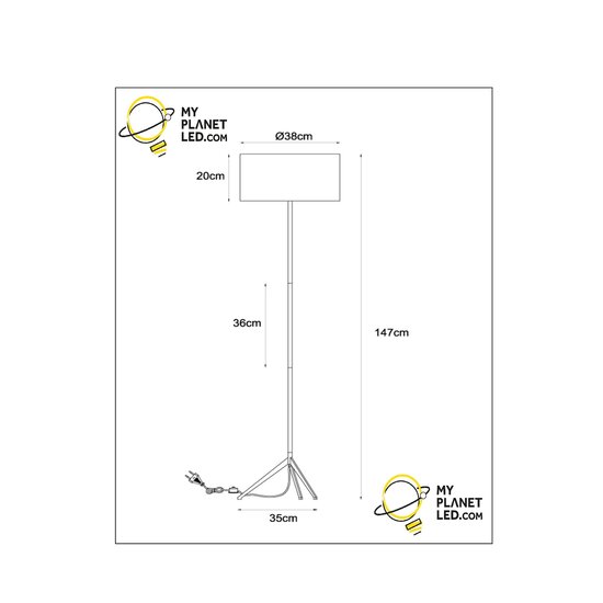 Dotan vloerlamp diameter 38 cm 1xE27 zwart