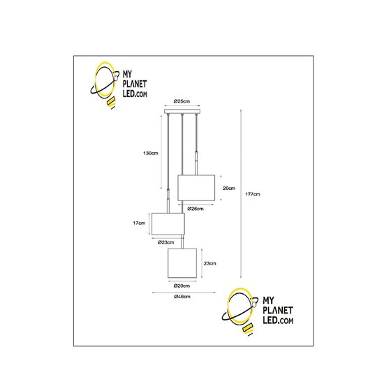 Lámpara colgante Montana grande diámetro 46 cm 3xE27 negro
