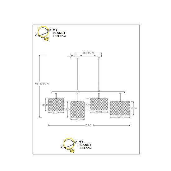 Lámpara colgante Basky negra 4xE27