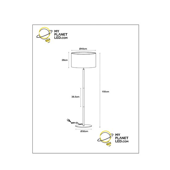 Lampadaire Montana diamètre 45 cm 1xE27 noir