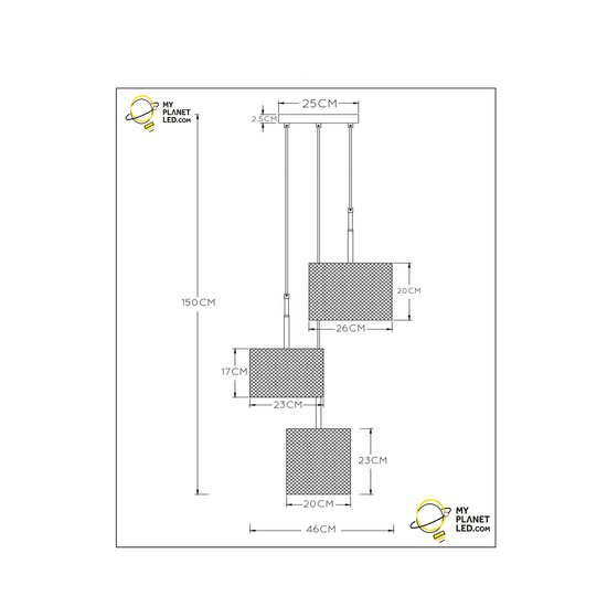 Lampe suspendue Baksy 3xE27 noire