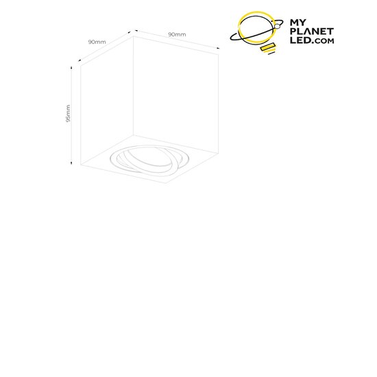 Plafón cuadrado blanco, gris o negro GU10 90mm