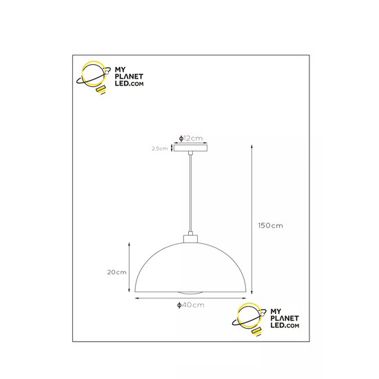 Bianco lámpara colgante diámetro 40 cm 1xE27 negro