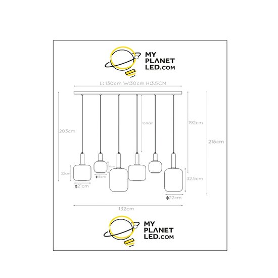 Jackie grote hanglamp 6xE27 gerookt