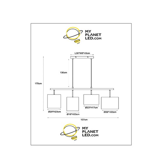 Montana knappe hanglamp 4xE27 beige
