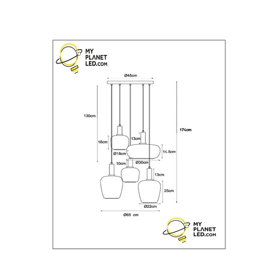 Lampe à suspension Esprit 5x E27 noire