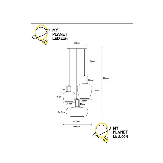 Esprit hanglamp 3xE27 zwart