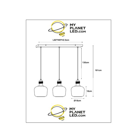 Esprit amber hanglamp 3xE27