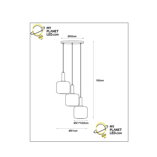 Elly hanging lamp diameter 40 cm 3xE27 black