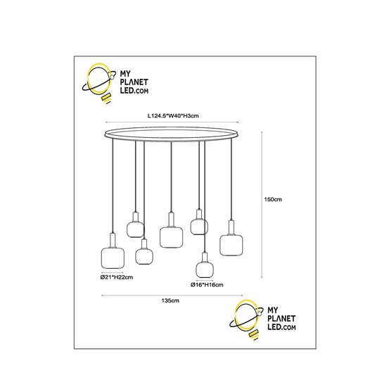 Elly hanging lamp 7xE27 black