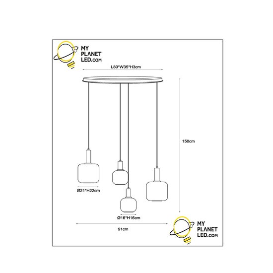 Lampe suspendue Elly 4xE27 noire