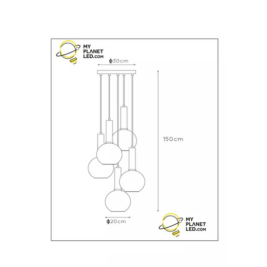 Lampe à suspension Mario diamètre 55 cm 5xE27 noire